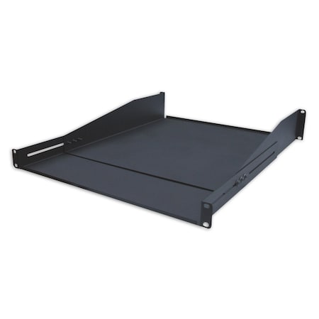 Quest Mfg Double-Sided Non-Vented Adjustable Shelf, 2U, 19" x 18"D, Black ES1219-0218